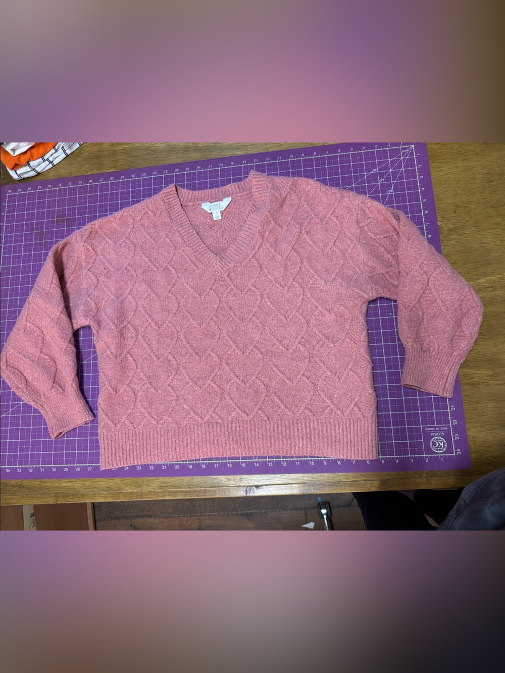 Cable-Knit V-Neck Sweater in Dusty Rose - Women stitch fix